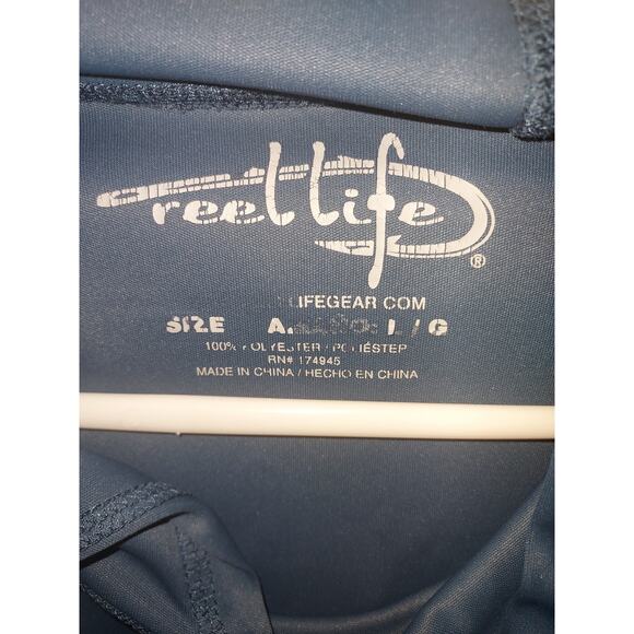 Reel Life Men's Fishing Hoodie Large Sun Protection Long Seeve Lightweight Blue - Picture 6 of 6